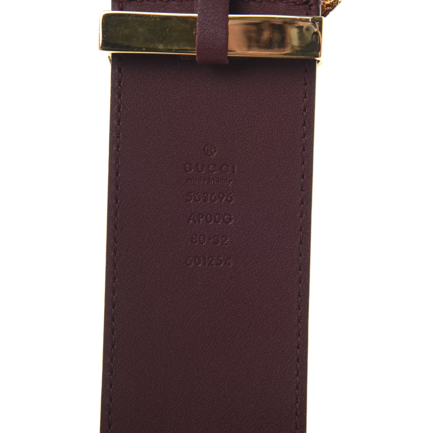 Calfskin Lizard Double G 50mm Belt 80 32 Vintage Bordeaux