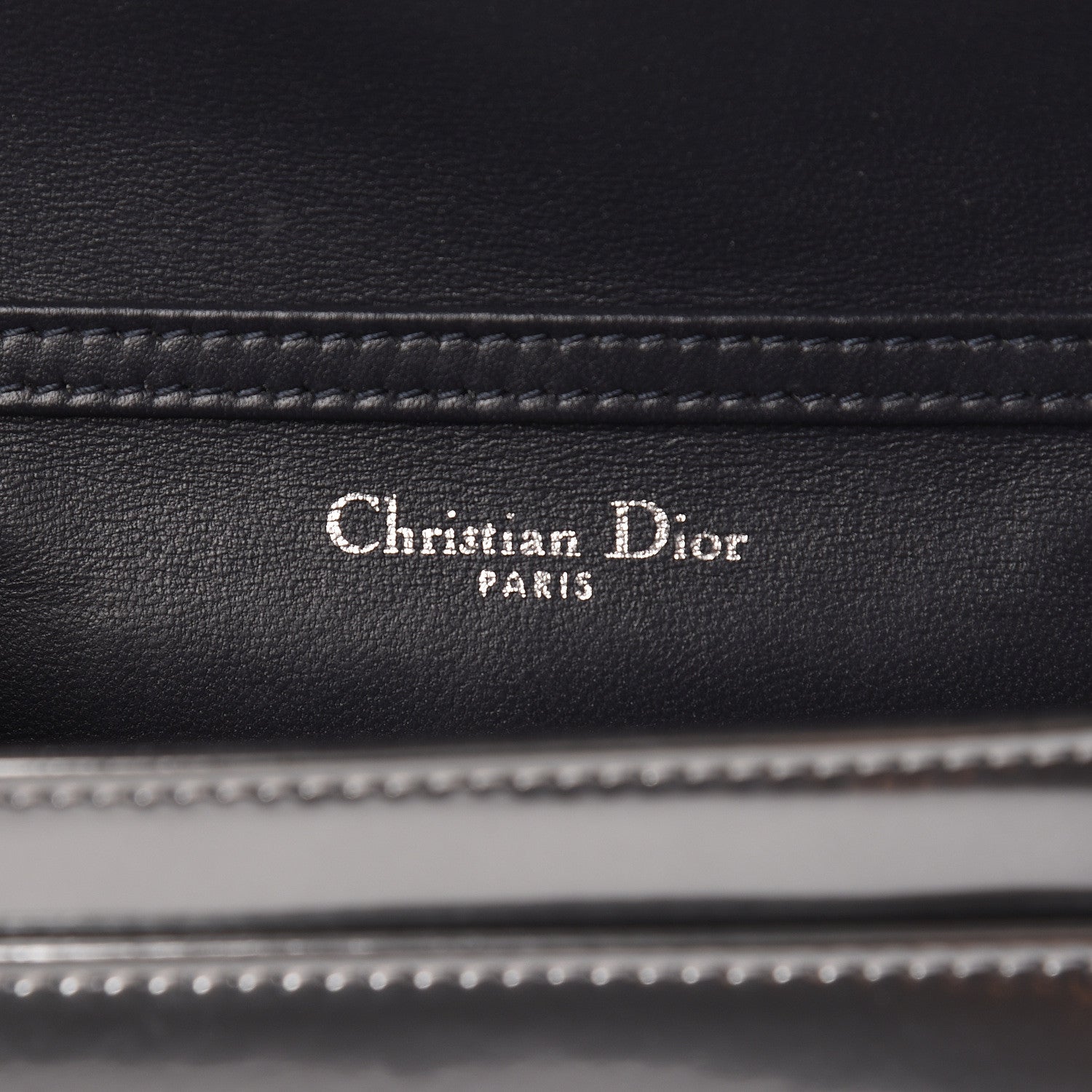 Christian Dior Metallic Patent Micro-Cannage Diorama Wallet on Chain Pouch Silver 8 of 9