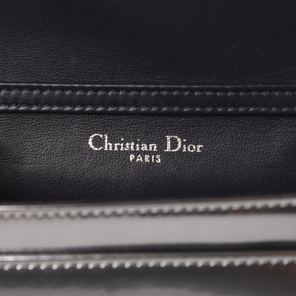 Christian Dior Metallic Patent Micro-Cannage Diorama Wallet on Chain Pouch Silver 8 of 9