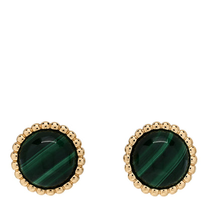 Van Cleef & Arpels 18K Yellow Gold Malachite Perlee Couleurs Earrings 1 of 5