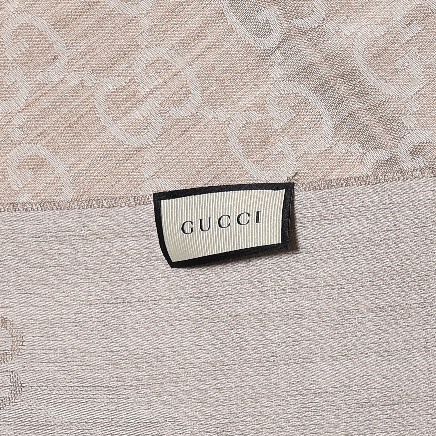 Gucci Wool Silk GG Monogram GGNat Scarf Sand 4 of 5