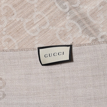 Gucci Wool Silk GG Monogram GGNat Scarf Sand 4 of 5