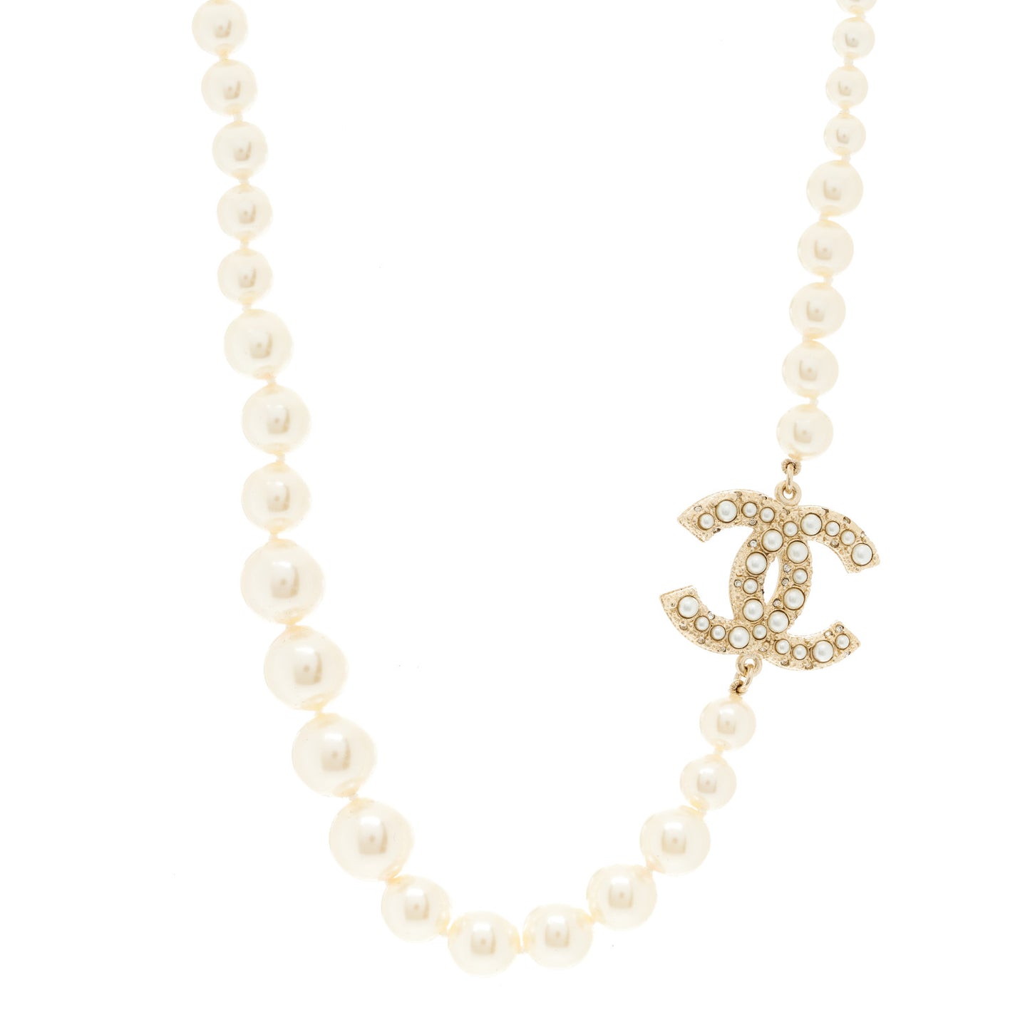 Pearl CC 100th Anniversary Necklace Light Gold