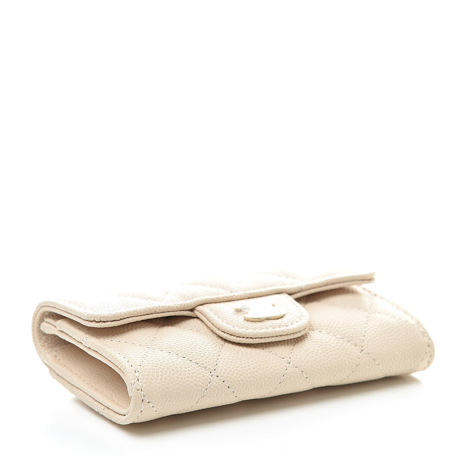Chanel Caviar Quilted Flap Card Holder Wallet Light Beige 4 of 9