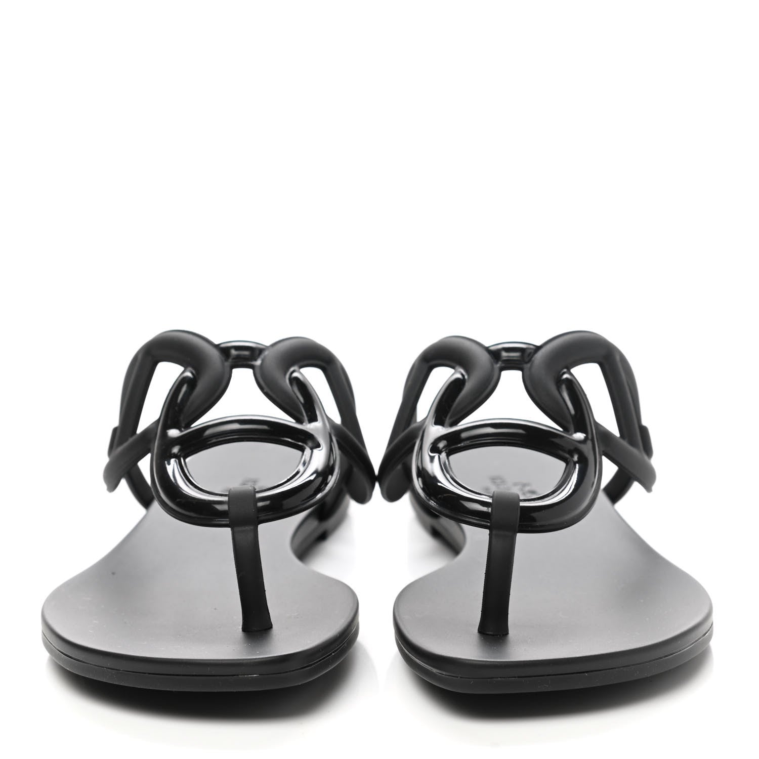 Hermes Rubber Womens Egerie Sandals 35 Black 2 of 9