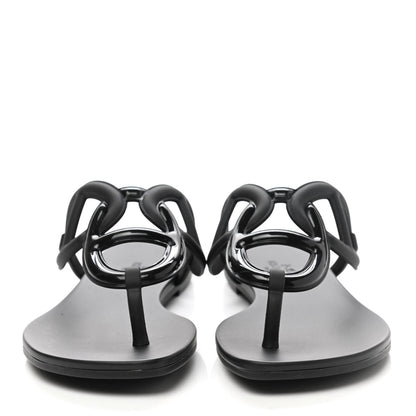 Hermes Rubber Womens Egerie Sandals 35 Black 2 of 9