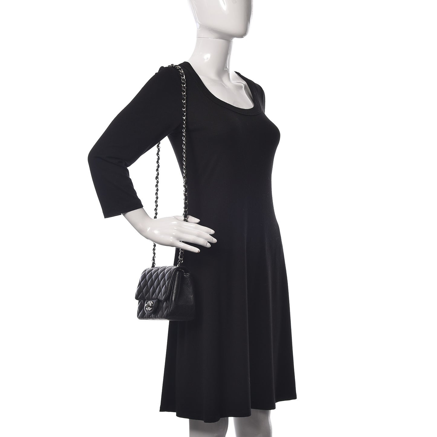 Caviar Quilted Mini Square Flap Black