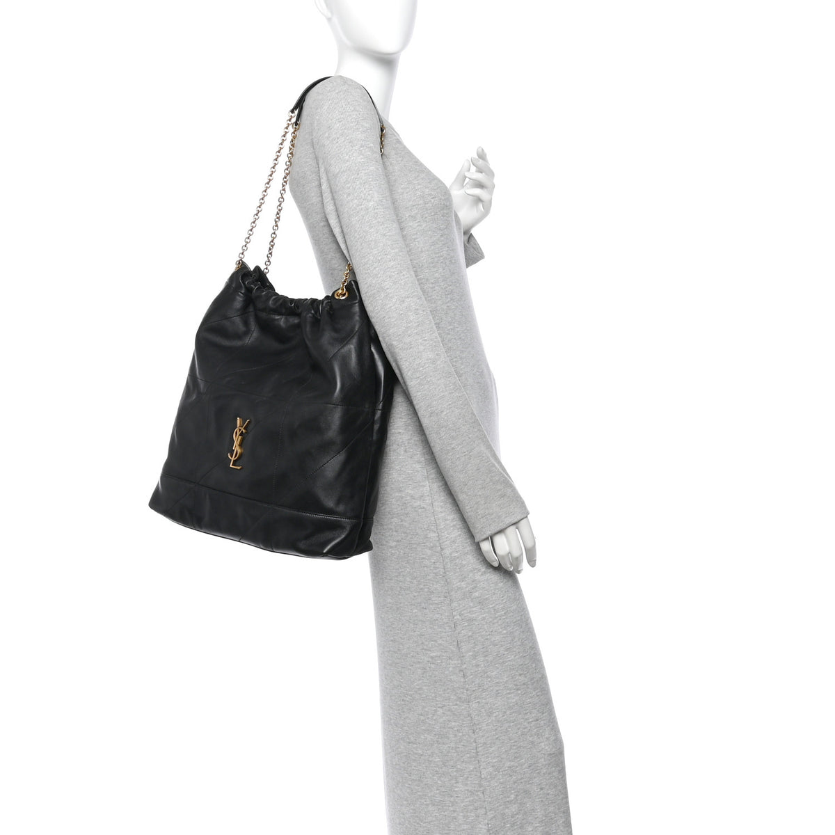 Saint Laurent Lambskin Matelasse Monogram Large Jamie 4.3 Pochon Black 2 of 12