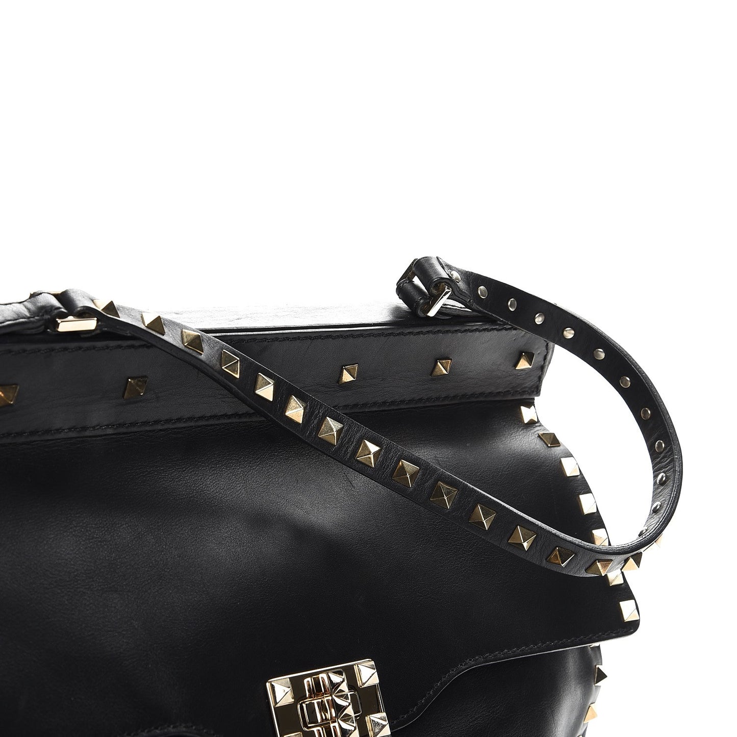 Nappa Rockstud Frame Handle Bag Black