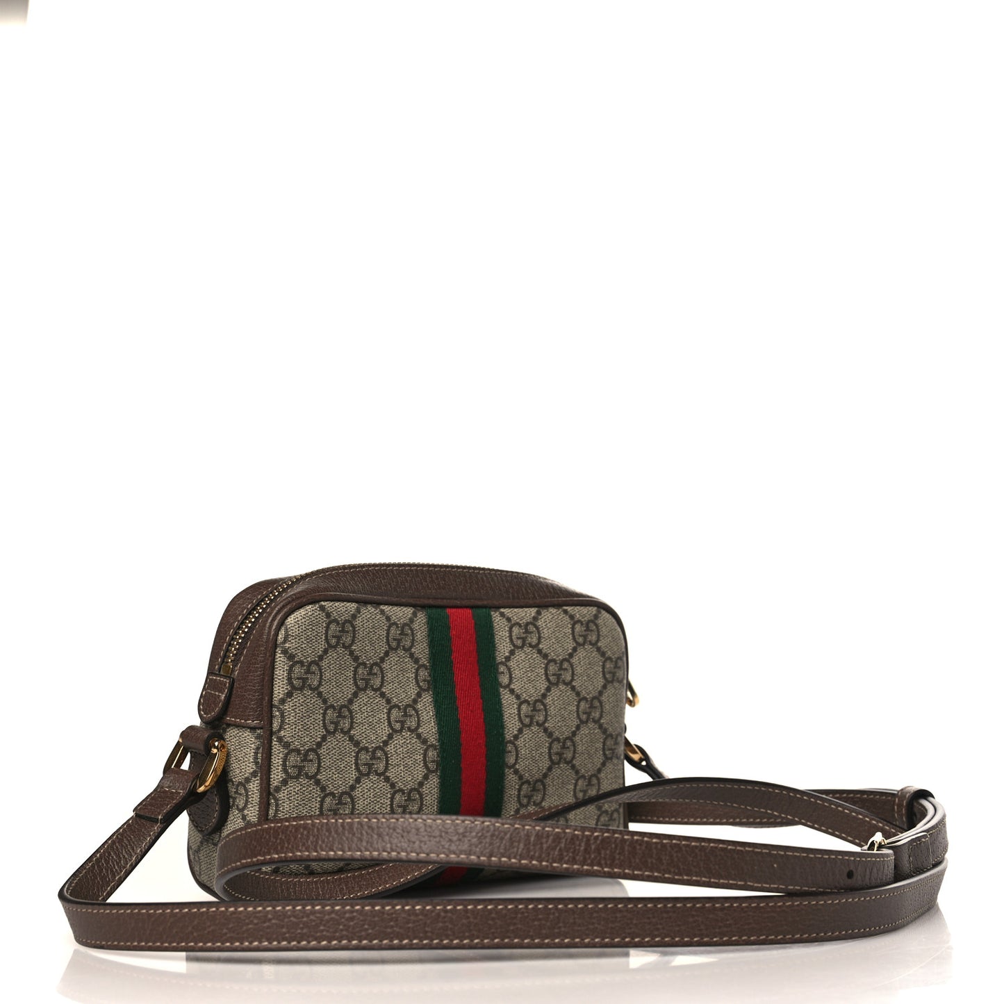 GG Supreme Monogram Web Mini Ophidia Shoulder Bag Brown