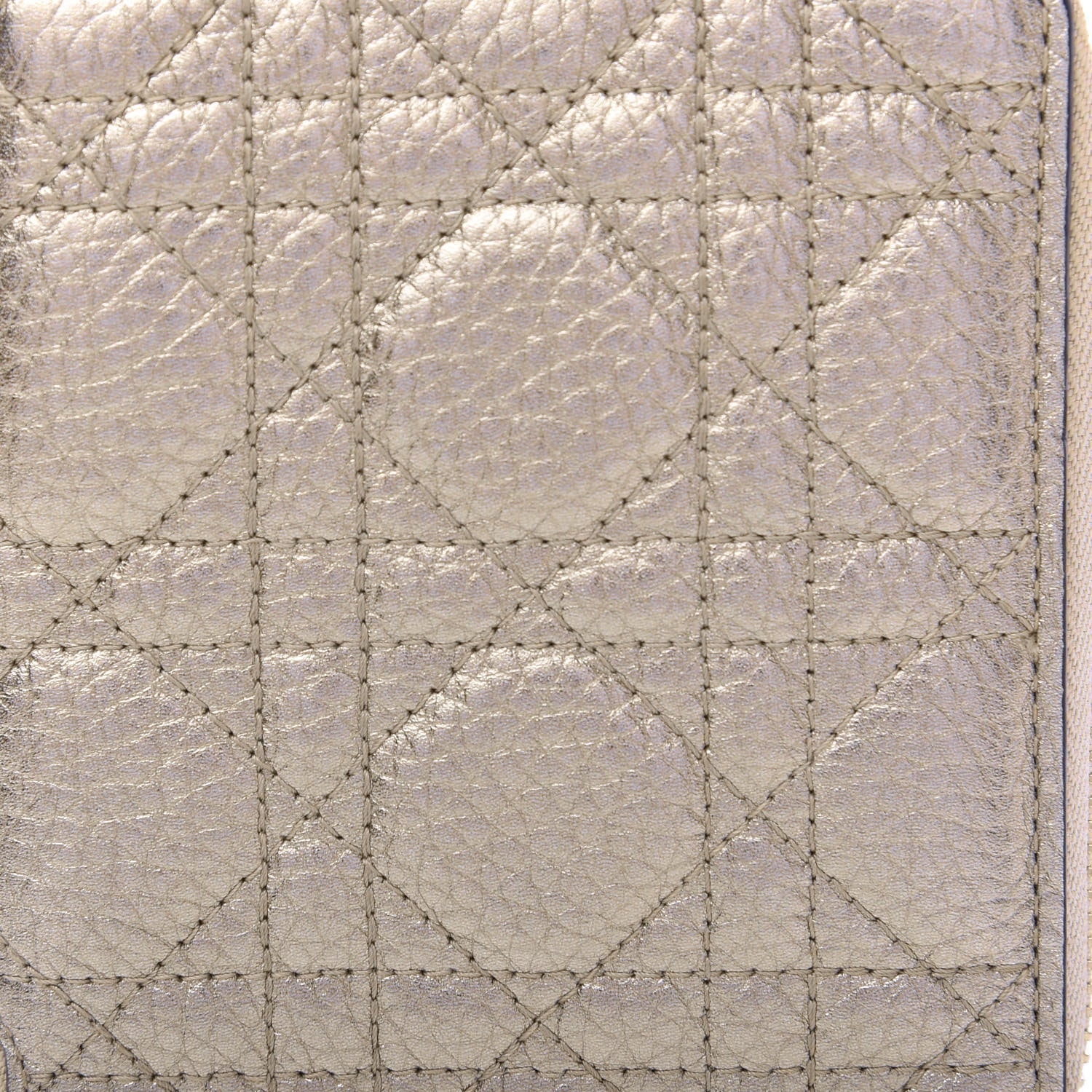 Christian Dior Metallic Calfskin Cannage Lady Dior Medium Wallet Gold 7 of 8
