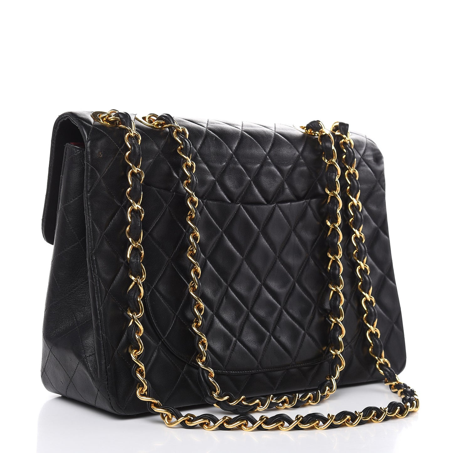 Lambskin Quilted XL Jumbo Single Flap Black