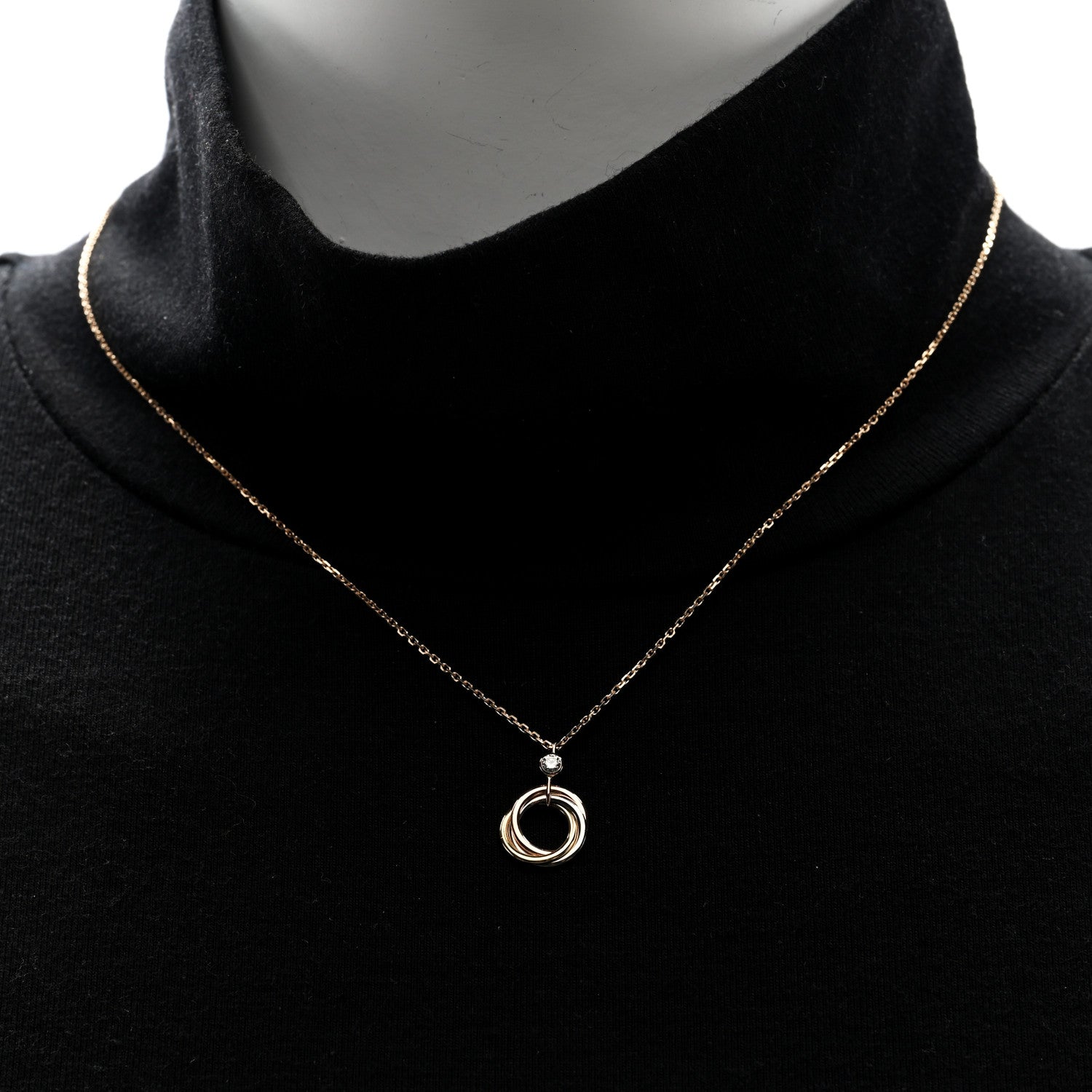 Cartier 18K Pink Yellow White Gold Diamond Trinity Pendant Necklace 2 of 4