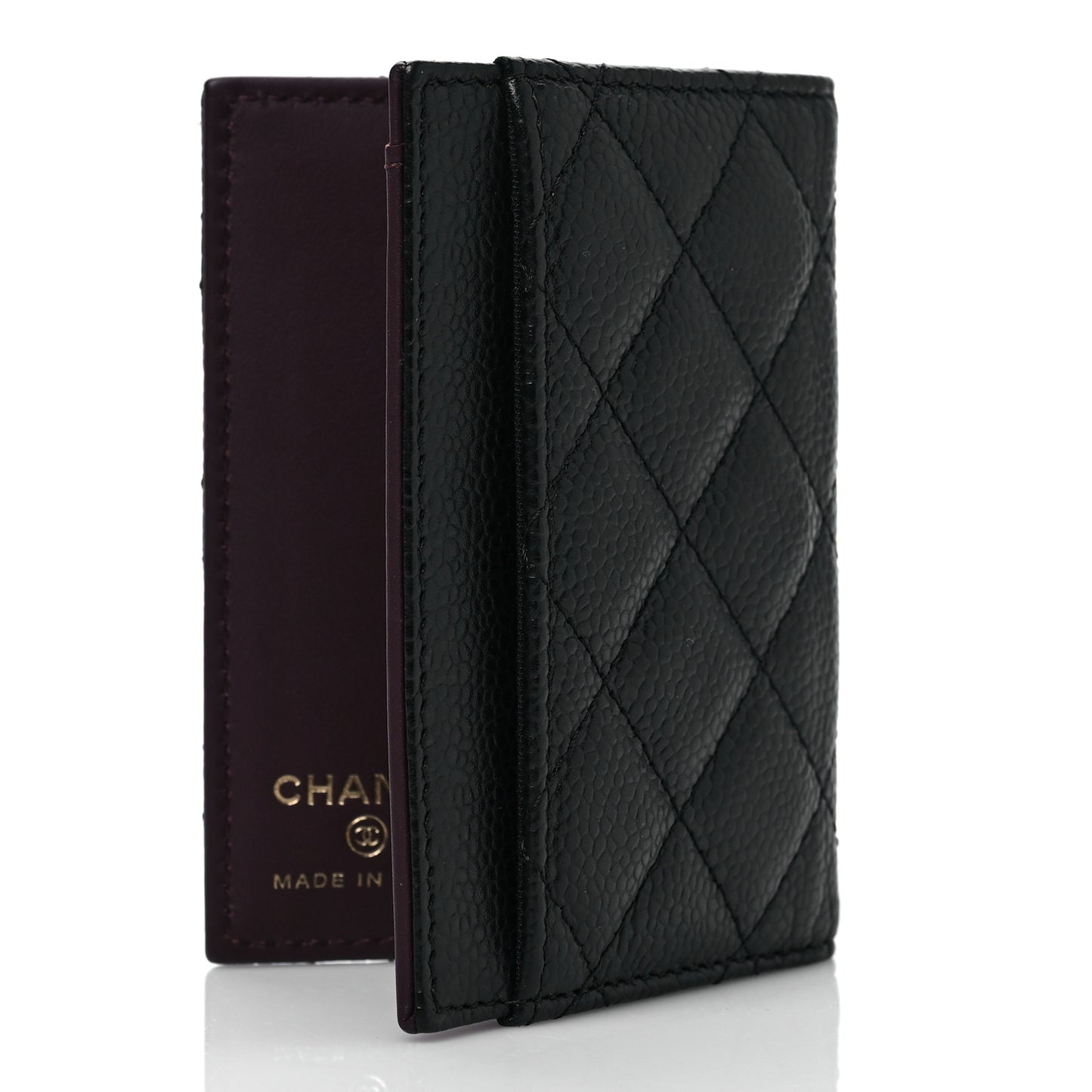 Caviar Quilted Card Holder Wallet Black