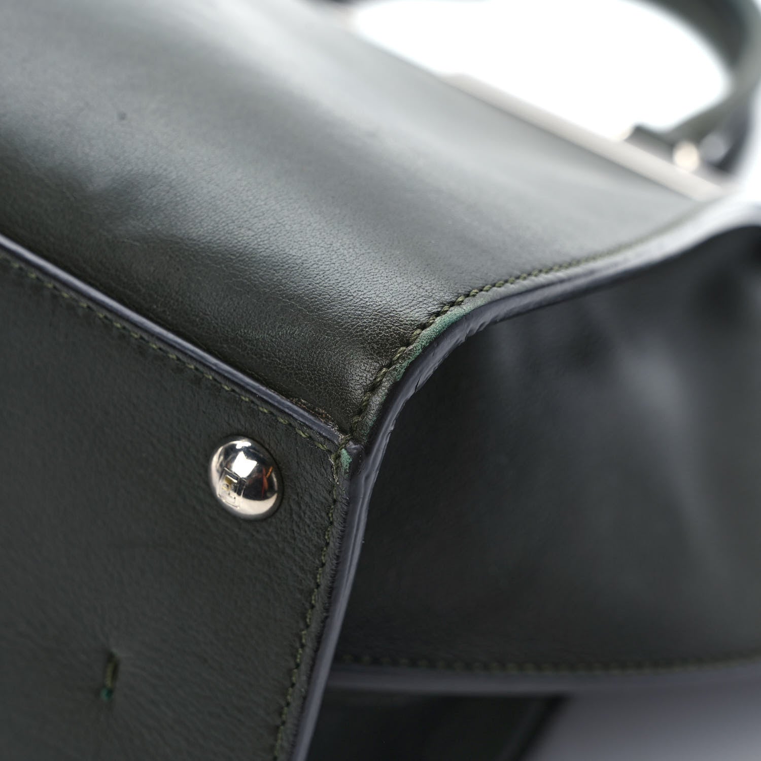 Fendi Vitello Dolce Marmol Shiny Nappa Petite 3Jours Tote Verde Prato 10 of 13