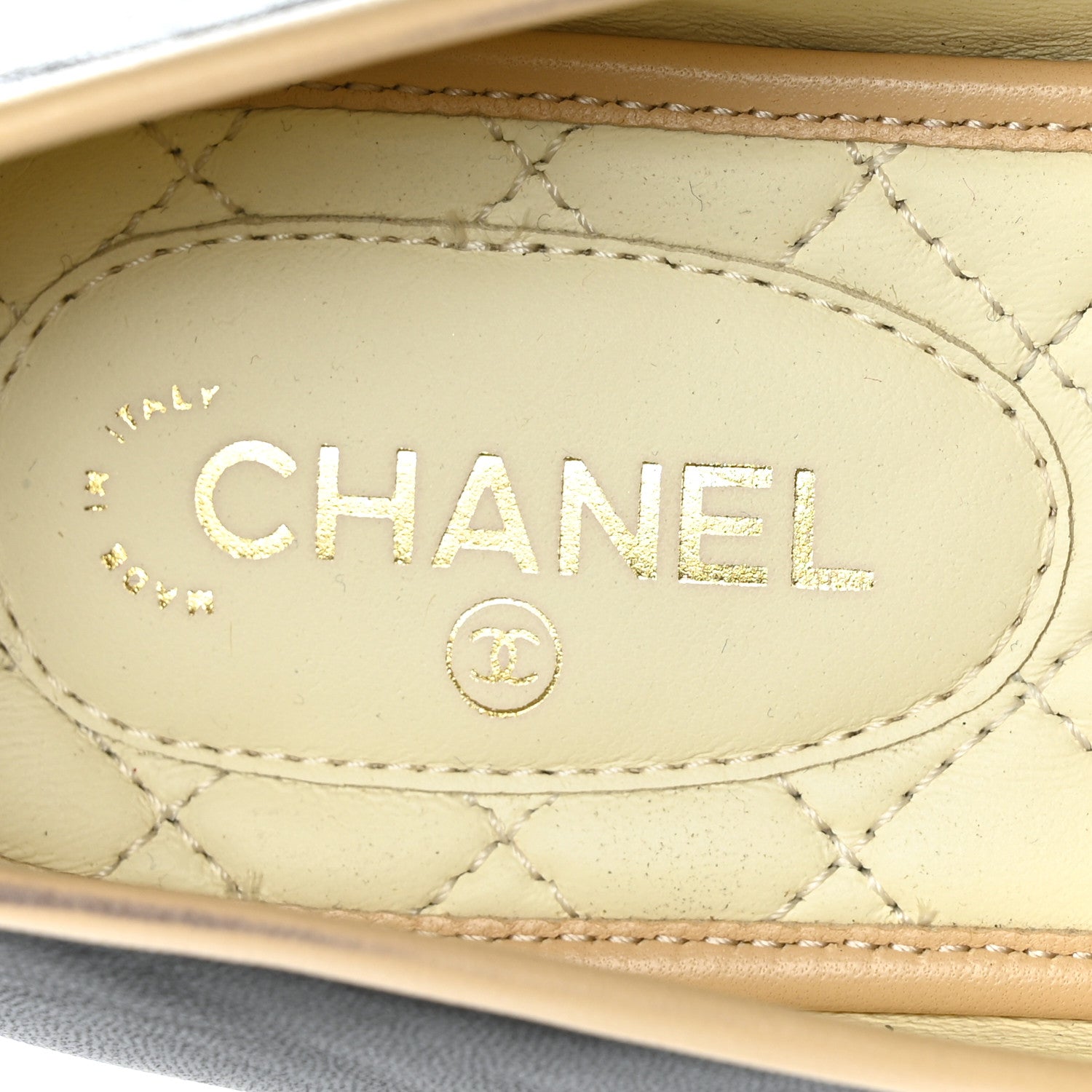 Chanel Lambskin CC Chain Loafers 37 Black Beige 7 of 8