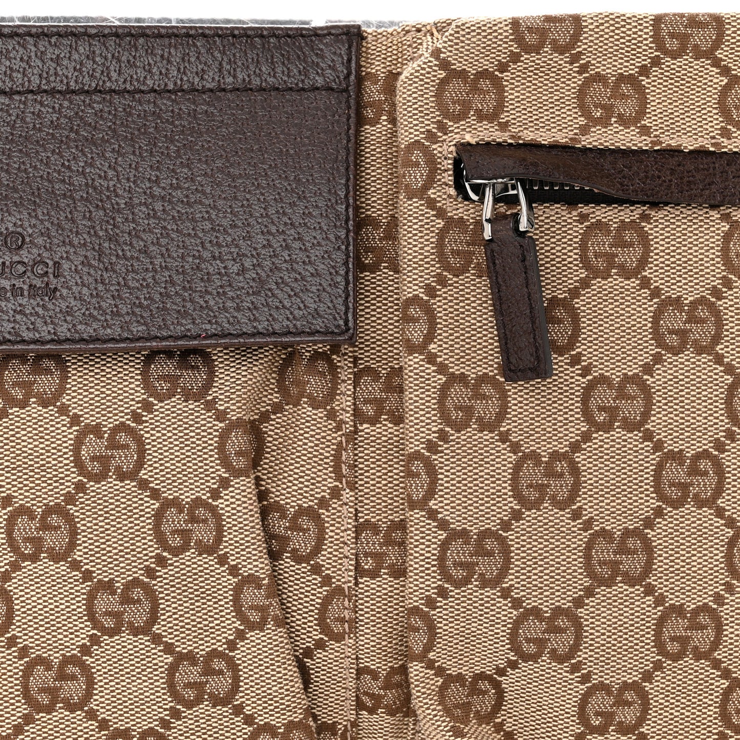 GG Monogram Double Pocket Belt Bag Dark Brown