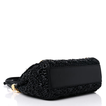 Dolce & Gabbana Raffia Crochet Coin Charm Medium Miss Sicily Satchel Black 4 of 8