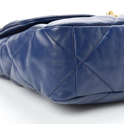 Chanel Goatskin Quilted Large 19 Flap Navy Blue 8 of 10