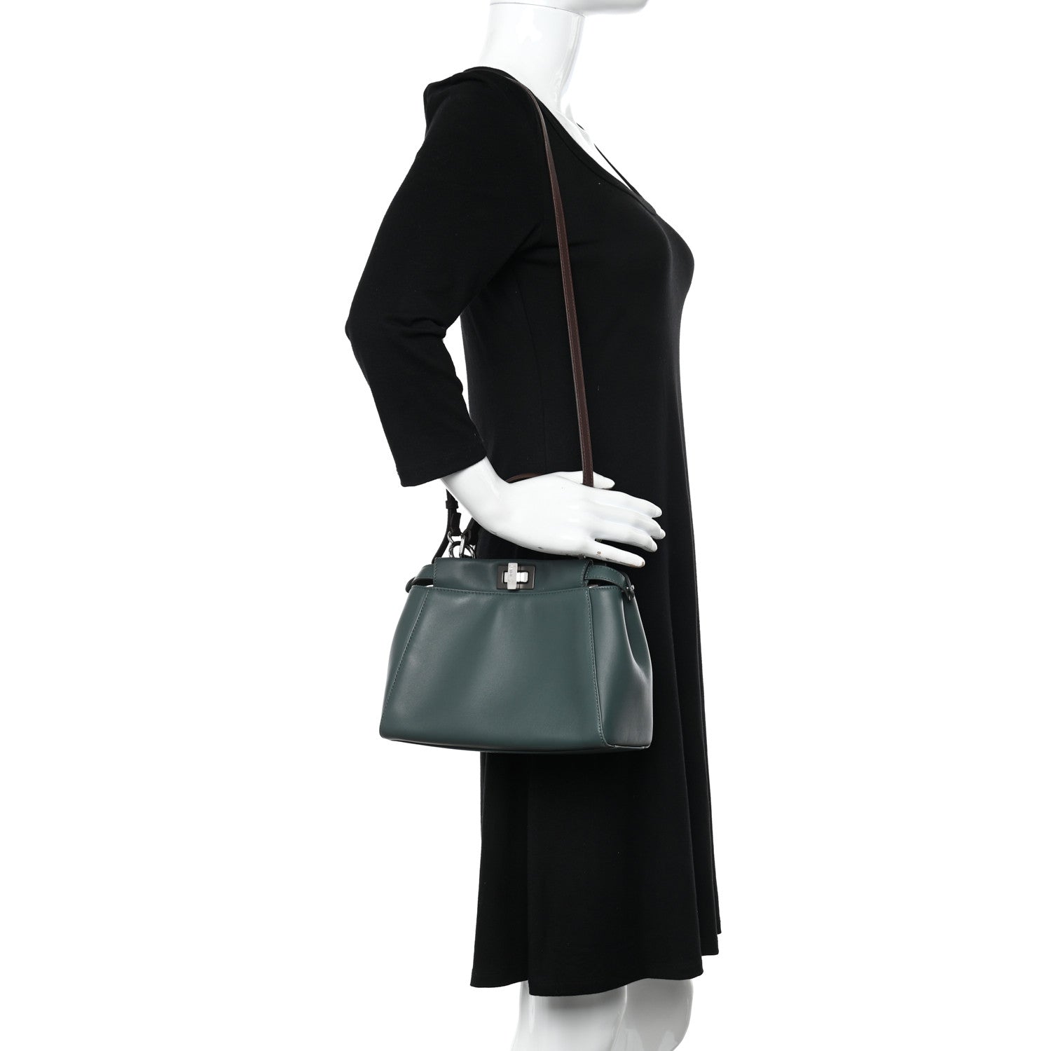Fendi Nappa Colorblock Mini Peekaboo Iconic Satchel Malachite Moresco Rosa Doll 2 of 11
