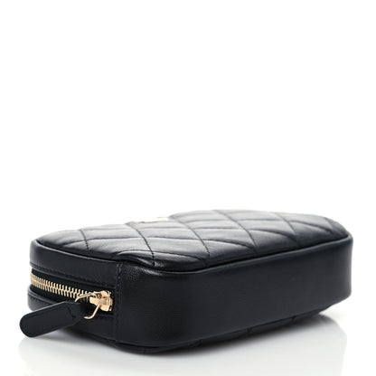 Chanel Lambskin Quilted Small Curvy Pouch Cosmetic Case Black 4 of 8