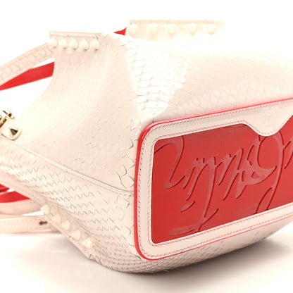 Christian Louboutin Patent Snakeskin Embossed Spiked Mini Cabarock Shopper Tote Leche 6 of 7
