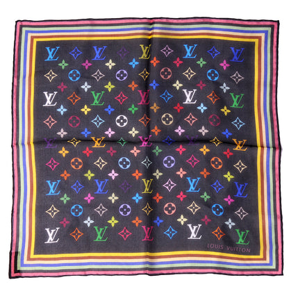 Louis Vuitton Silk Monogram Multicolor Square Scarf Black 2 of 5