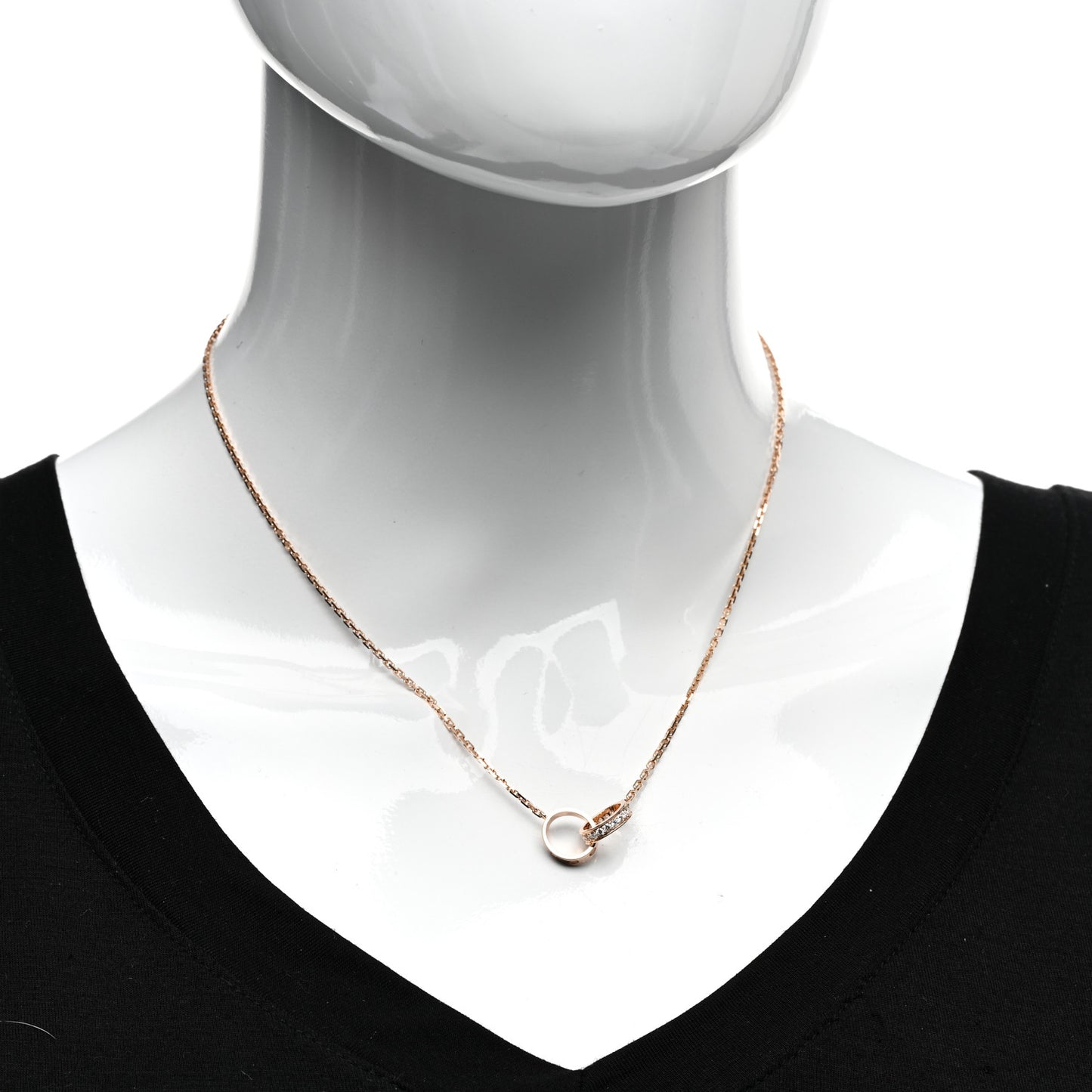 18K Pink Gold Diamond Interlocking LOVE Necklace
