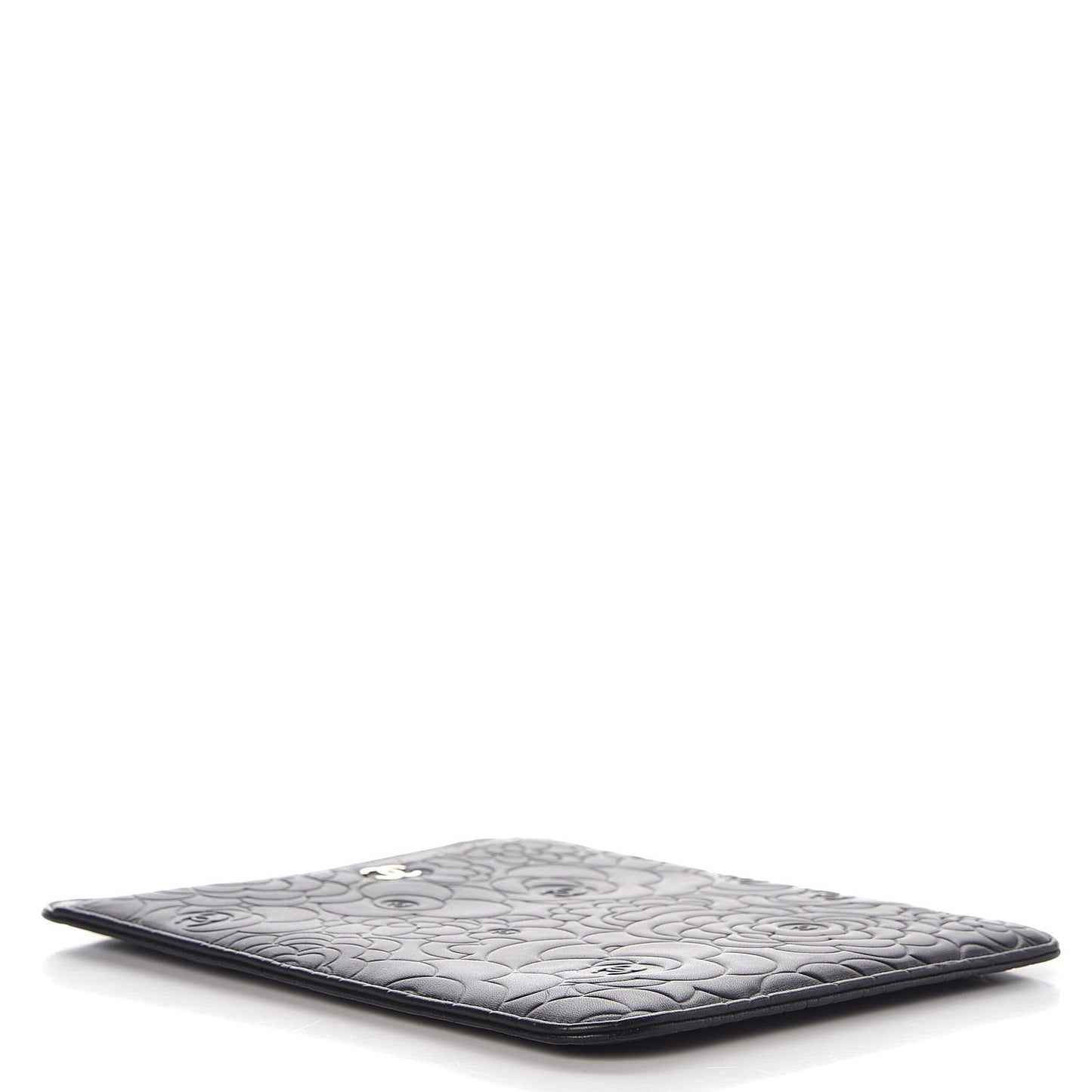 Lambskin Camellia Embossed iPad Case Black