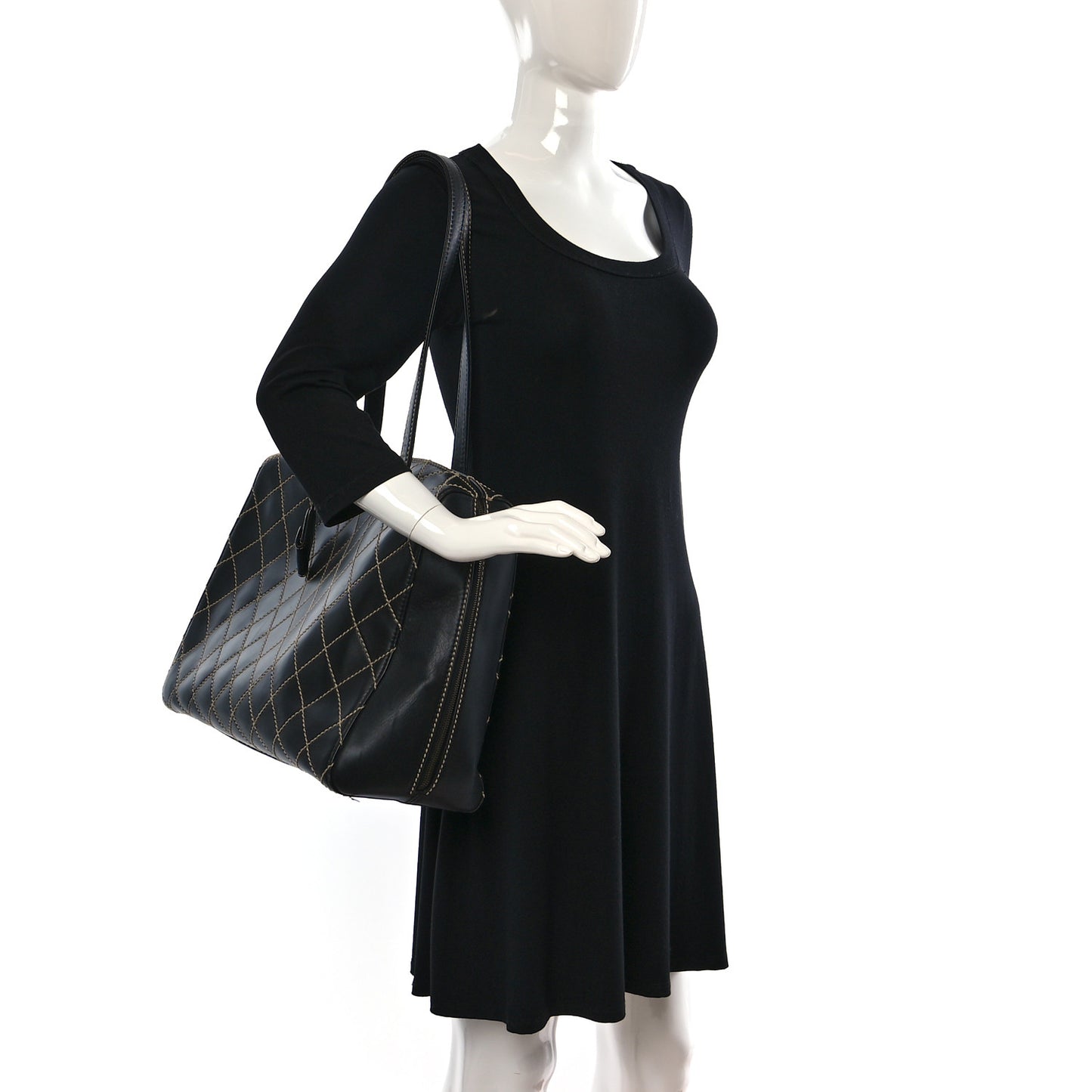 Calfskin Contrast Stitch Surpique Bowler Black