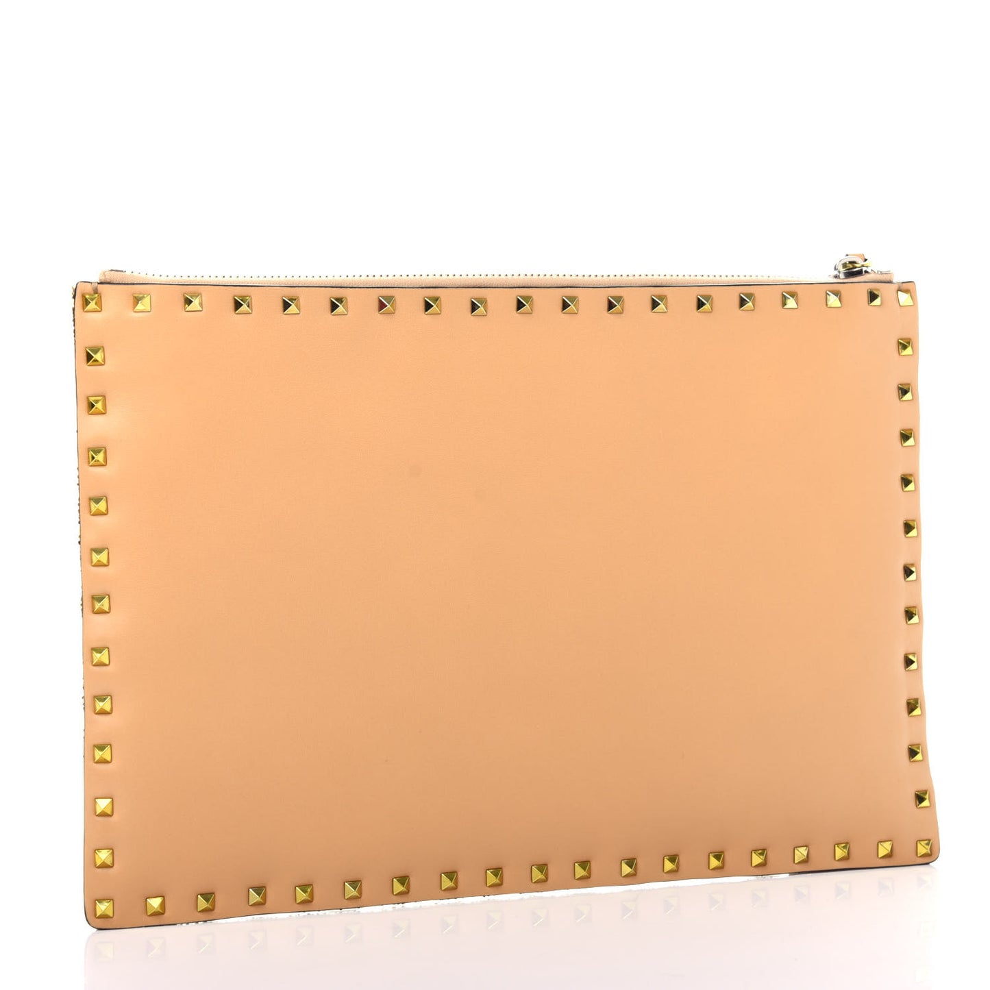 Glitter Rockstud Spike Zip Pouch Gold