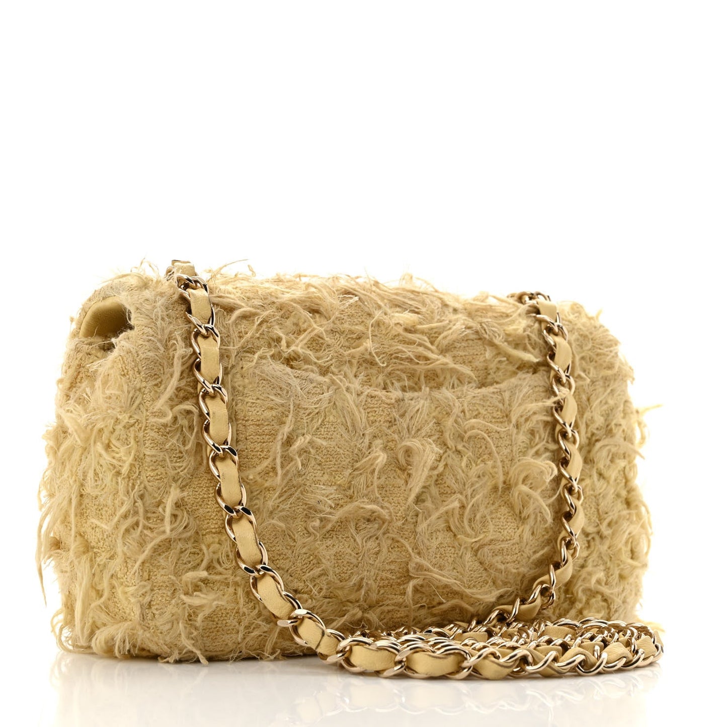 Tweed Quilted Mini Rectangular Flap Yellow