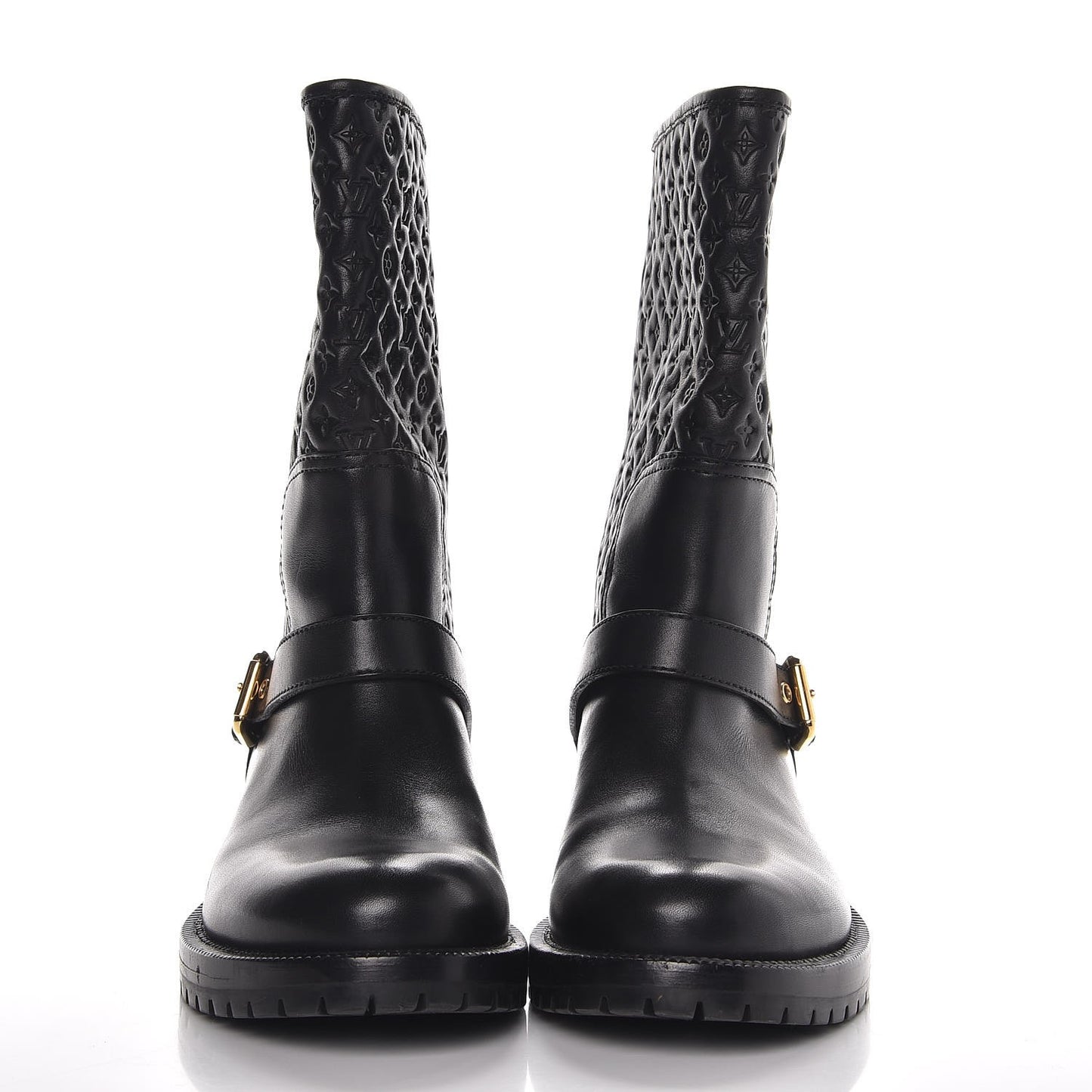 Calfskin Embossed Monogram Rebellion Half Boots 39 Black