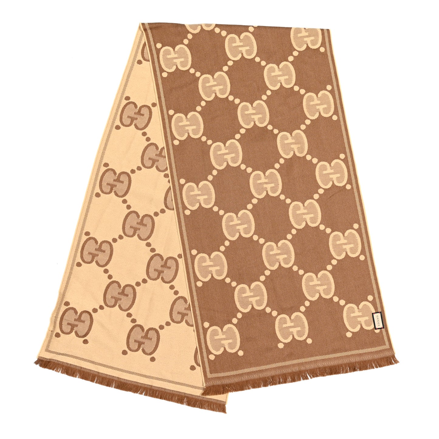 Wool Jacquard Monogram Jumbo GG Lady Nest Scarf Beige Dark Brown