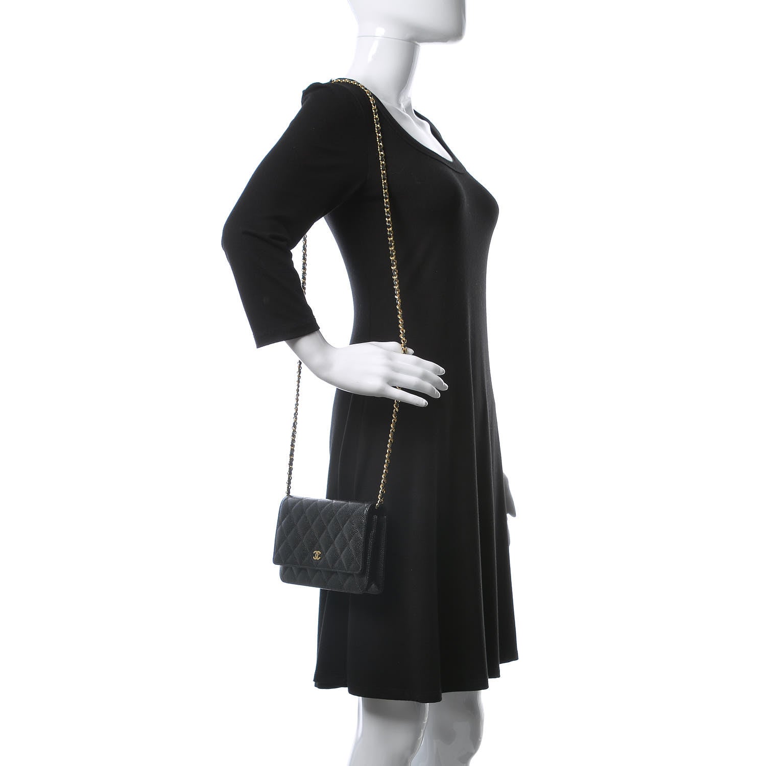 Chanel Caviar Quilted Wallet On Chain WOC Black 2 of 10