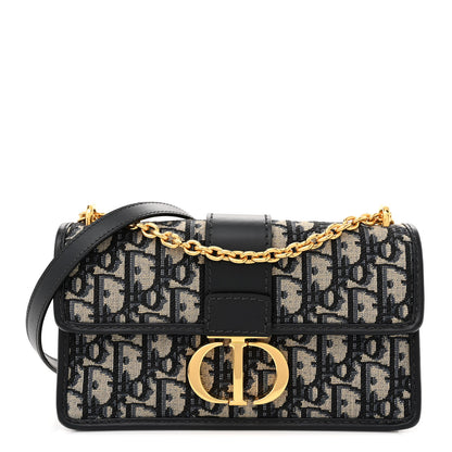 Christian Dior Oblique 30 Montaigne East West Chain Flap Bag Blue 1 of 11