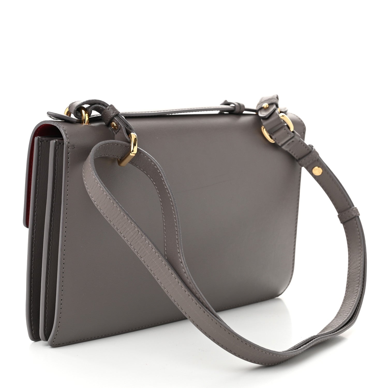 Salvatore Ferragamo Smooth Calfskin Aileen Gancio Lock Shoulder Bag Urban Grey 3 of 12