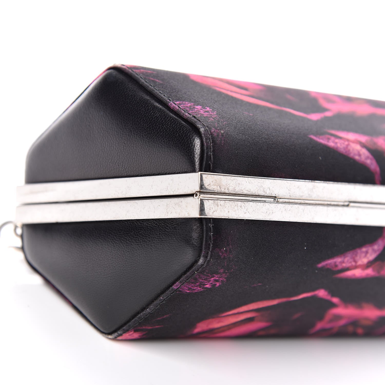 Alexander McQueen Silk Night Flowers Hexagon Skull Chain Clutch Multicolor Black 8 of 9