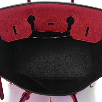 Hermes Taurillon Clemence Horseshoe Birkin 35 Rouge Casaque Black 5 of 40