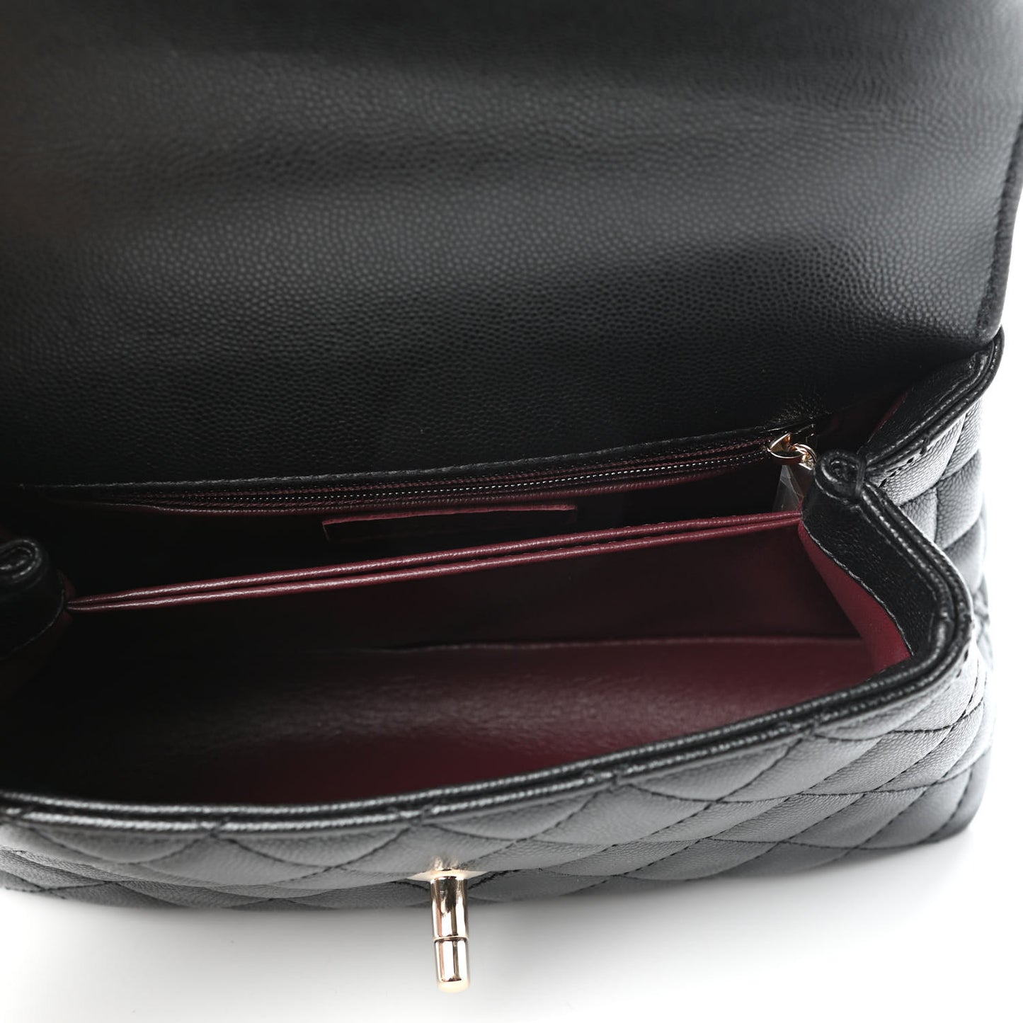 Caviar Quilted Mini Coco Handle Flap Black