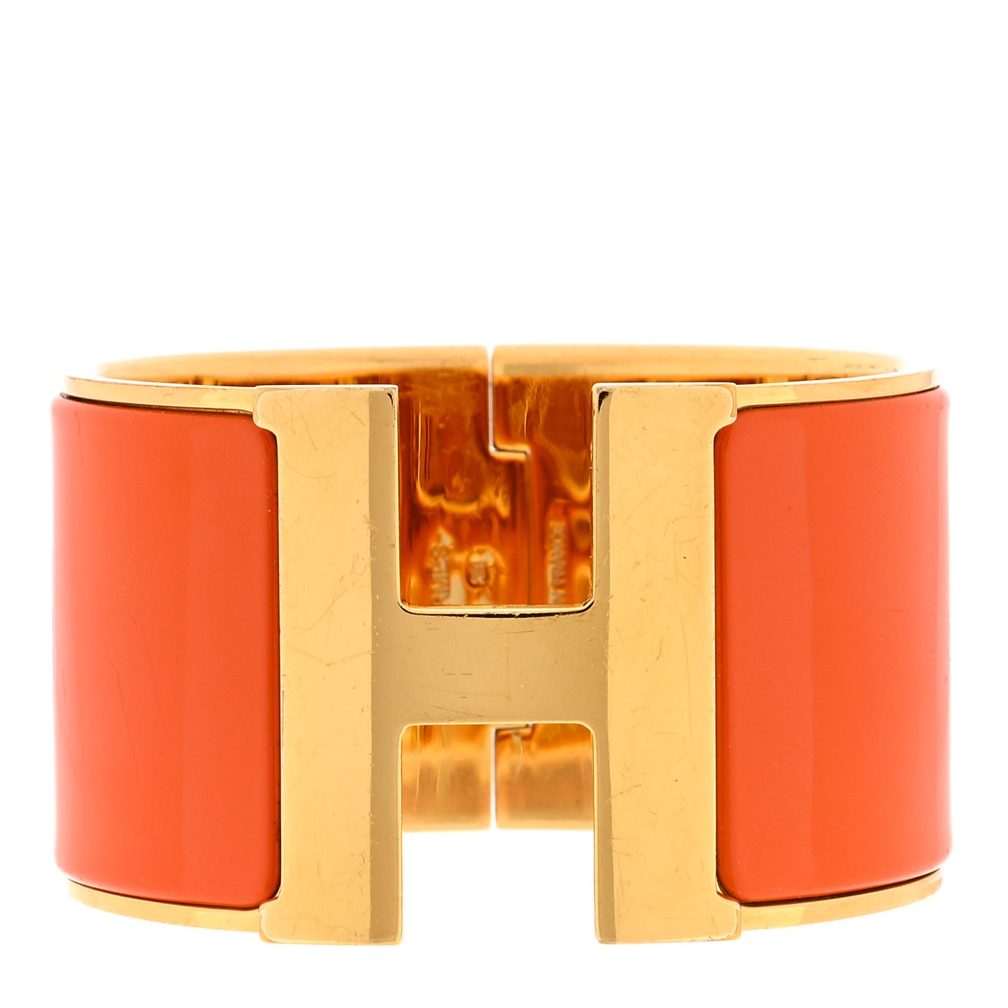Enamel Extra Wide Clic Clac H Bracelet GM Orange