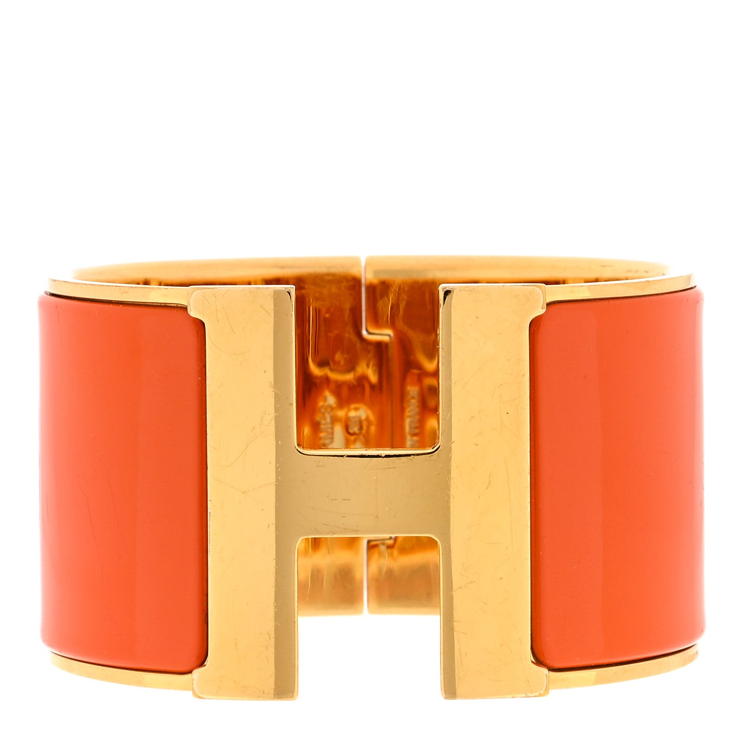 Hermes Enamel Extra Wide Clic Clac H Bracelet GM Orange 1 of 3