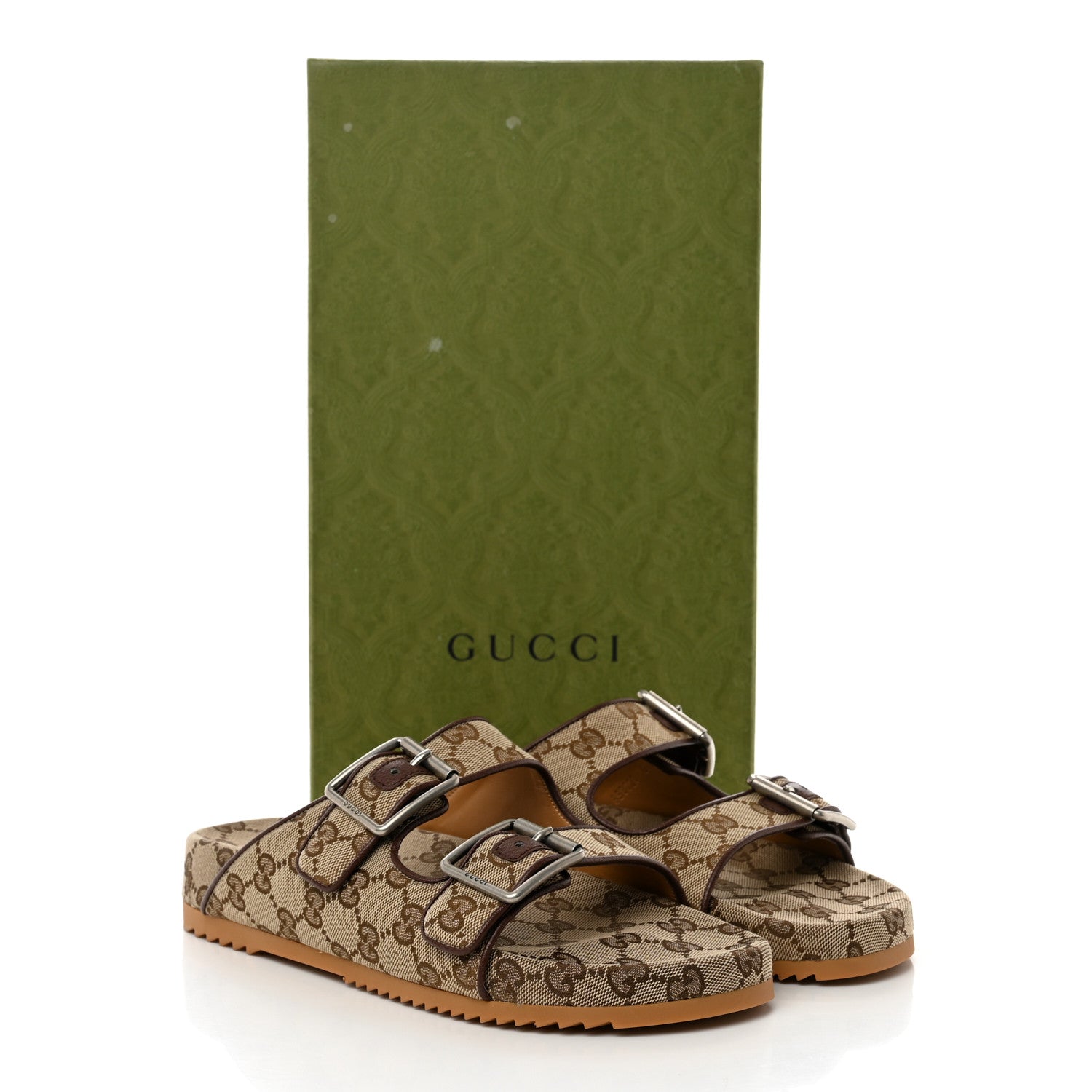 Gucci GG Monogram Lavaredo Eco Fabric Mens Slide Sandals With Straps 6 Beige Ebony Light Brown 9 of 9