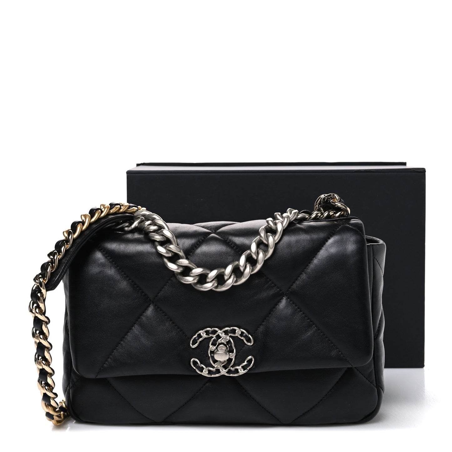 Lambskin Quilted Medium Chanel 19 Flap Black