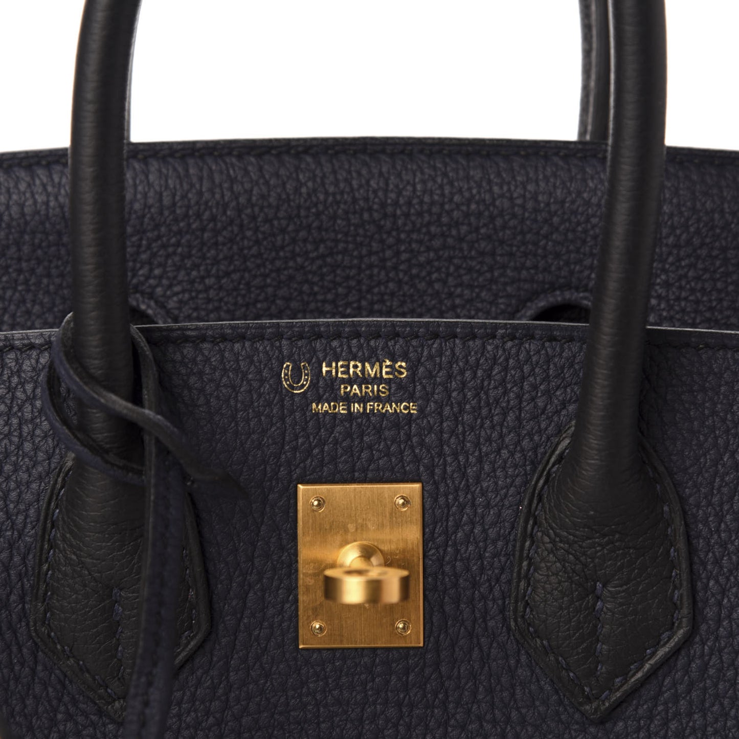 Togo Horseshoe Birkin 25 Bleu Nuit Black