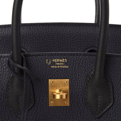 Hermes Togo Horseshoe Birkin 25 Bleu Nuit Black 5 of 12