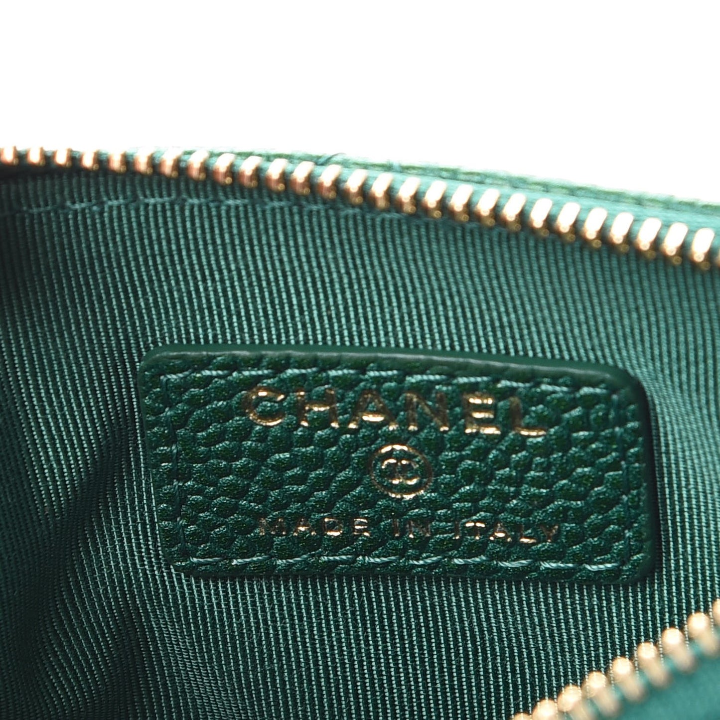 Metallic Caviar Quilted Small Cosmetic Case Green