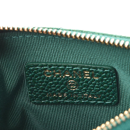 Chanel Metallic Caviar Quilted Small Cosmetic Case Green 6 of 8
