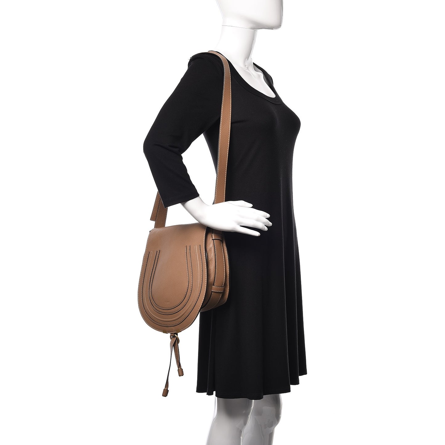 Calfskin Medium Marcie Round Crossbody Bag Nut