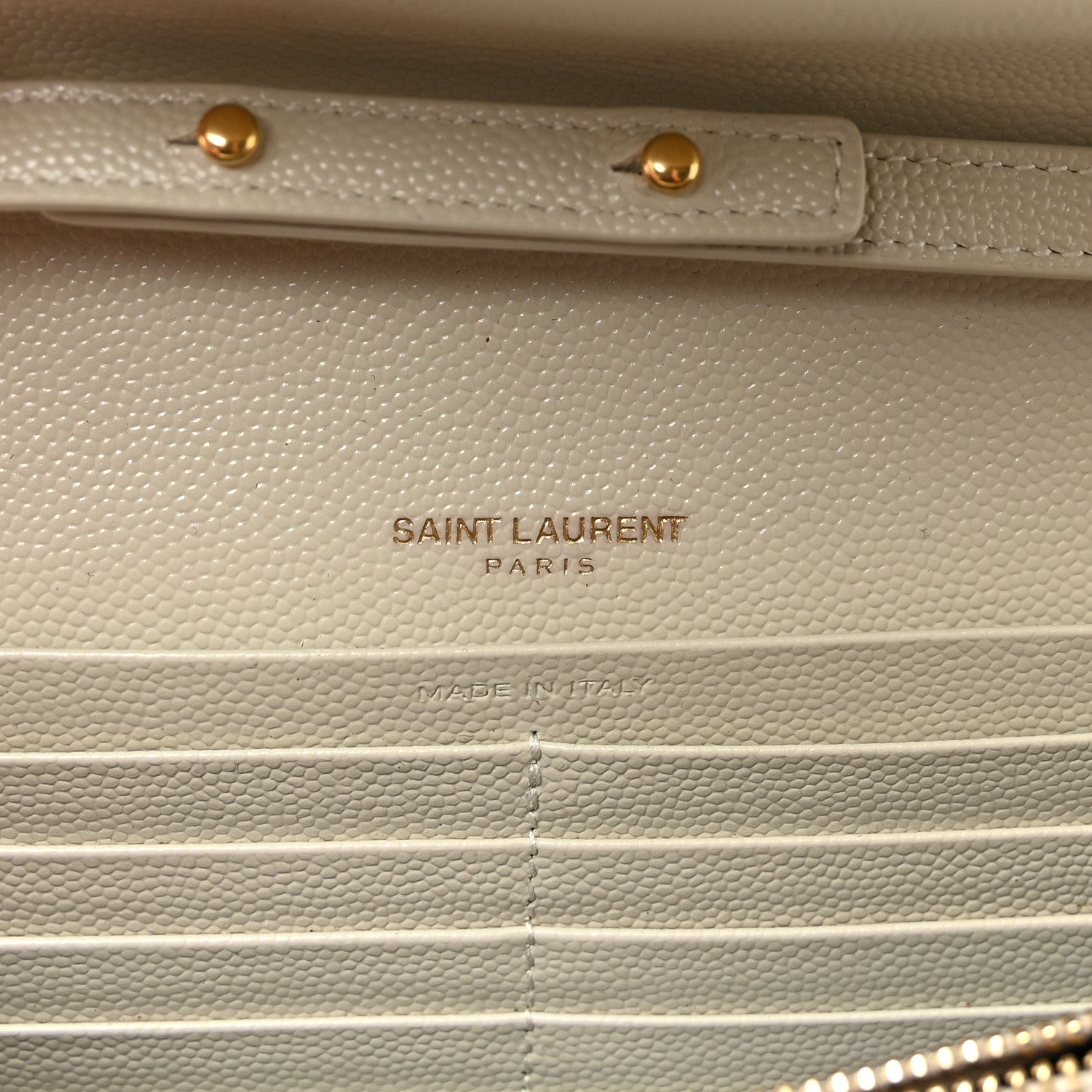 Saint Laurent Grain De Poudre Matelasse Chevron Monogram Chain Wallet Crema Soft 6 of 10
